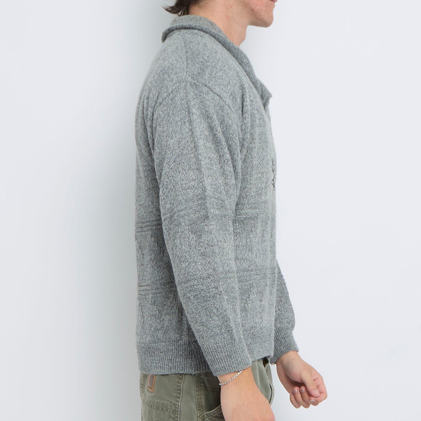 Heavy Knitted 1/4 Zip Sweater - L