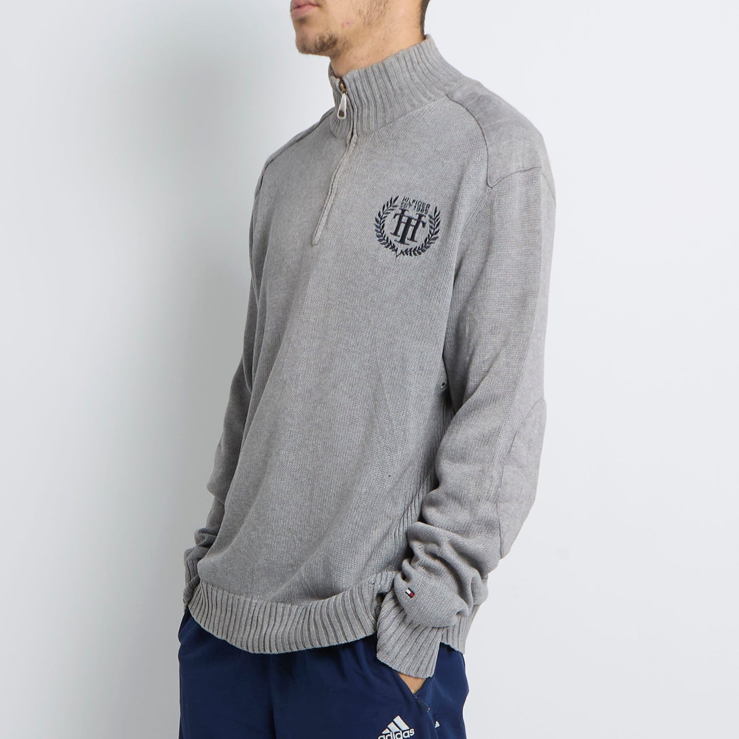 Tommy Hilfiger Logo 1/4 Zip Sweater - L