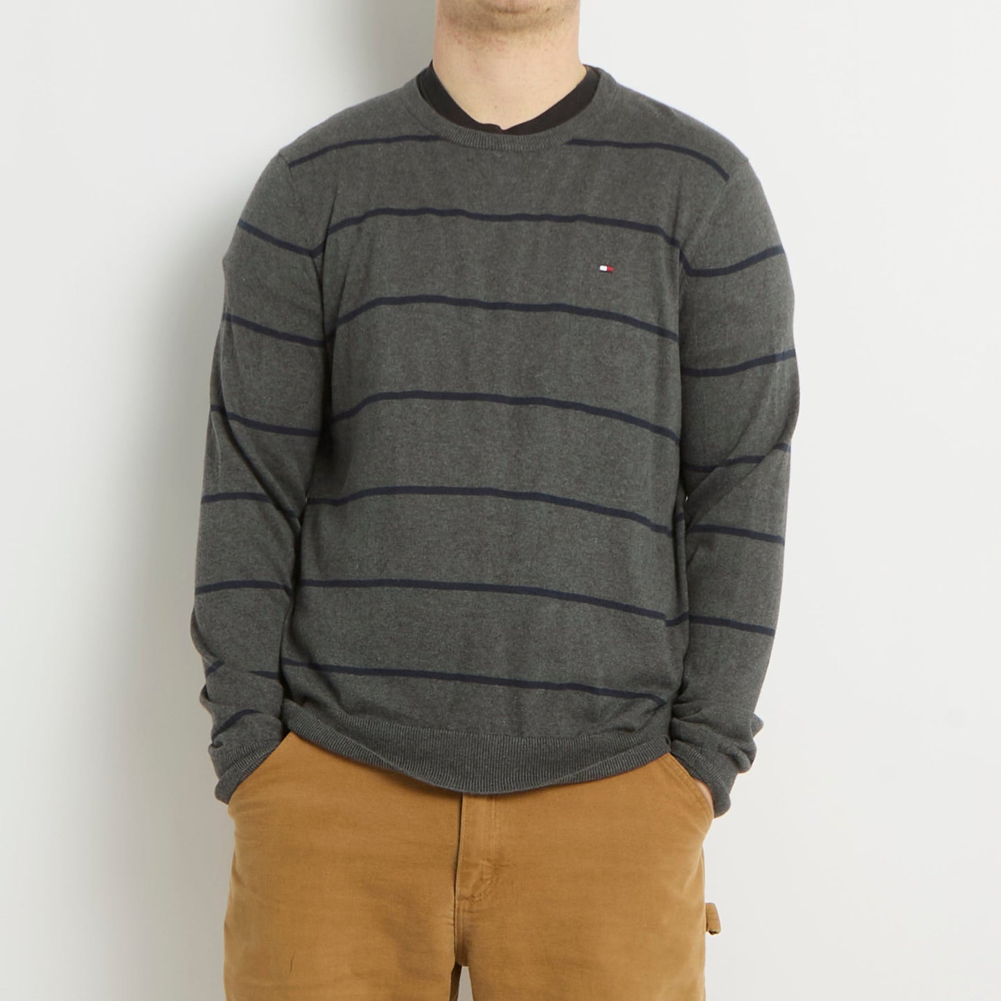 Tommy Hilfiger Striped Crewneck Knitted Sweater - L