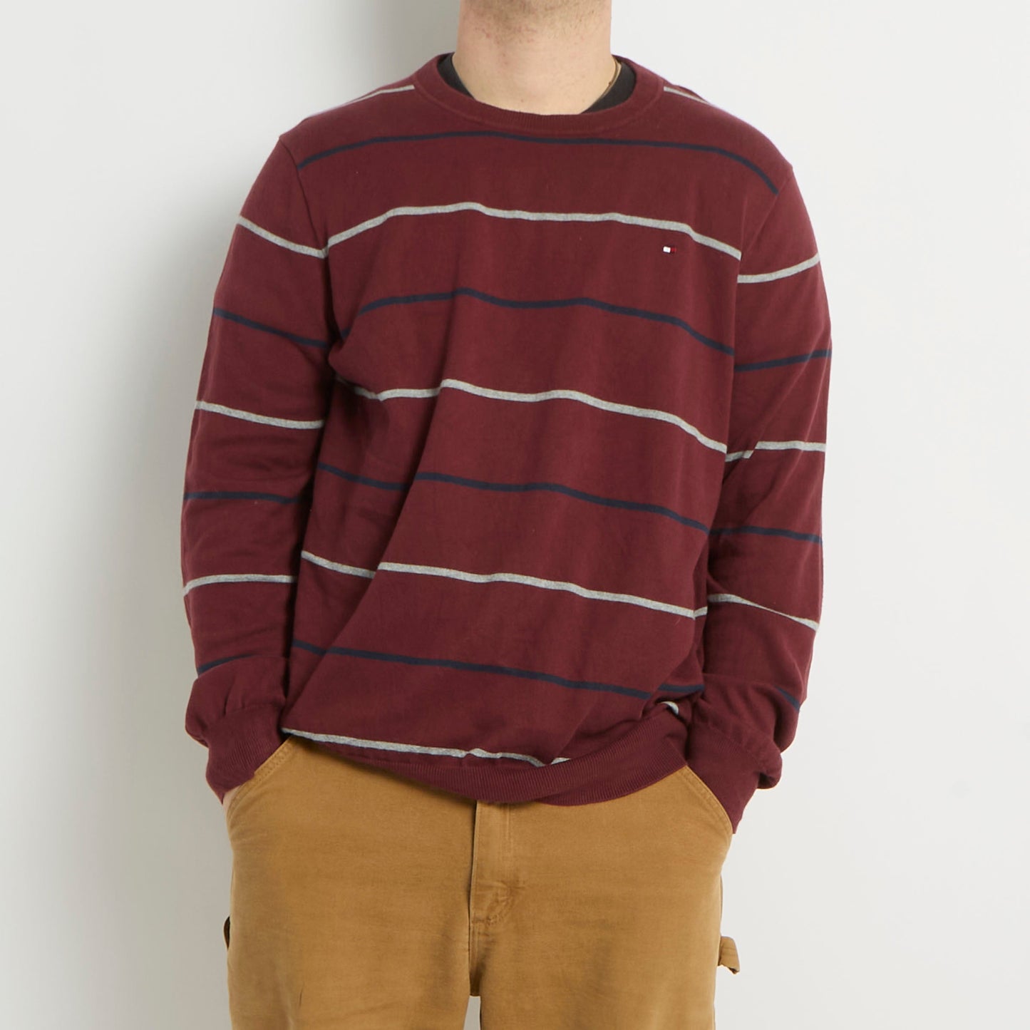 Tommy Hilfiger Striped Crewneck Knitted Sweater - L