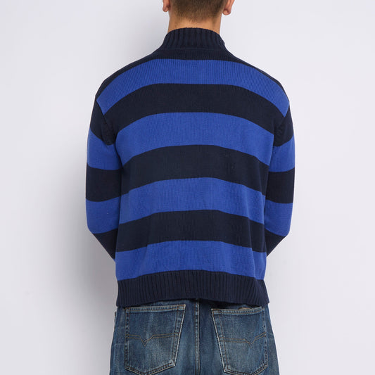 Tommy Hilfiger Striped 1/4 Zip Sweater - L