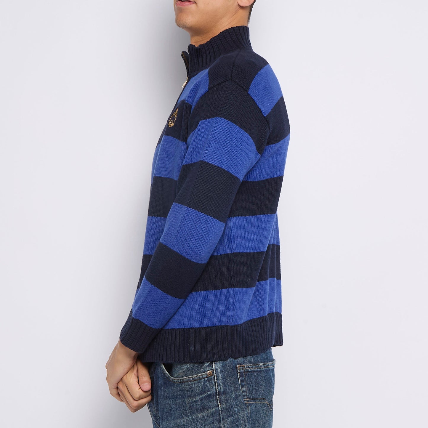 Tommy Hilfiger Striped 1/4 Zip Sweater - L