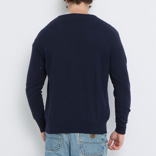 Kappa V-Neck Knitted Sweater - L