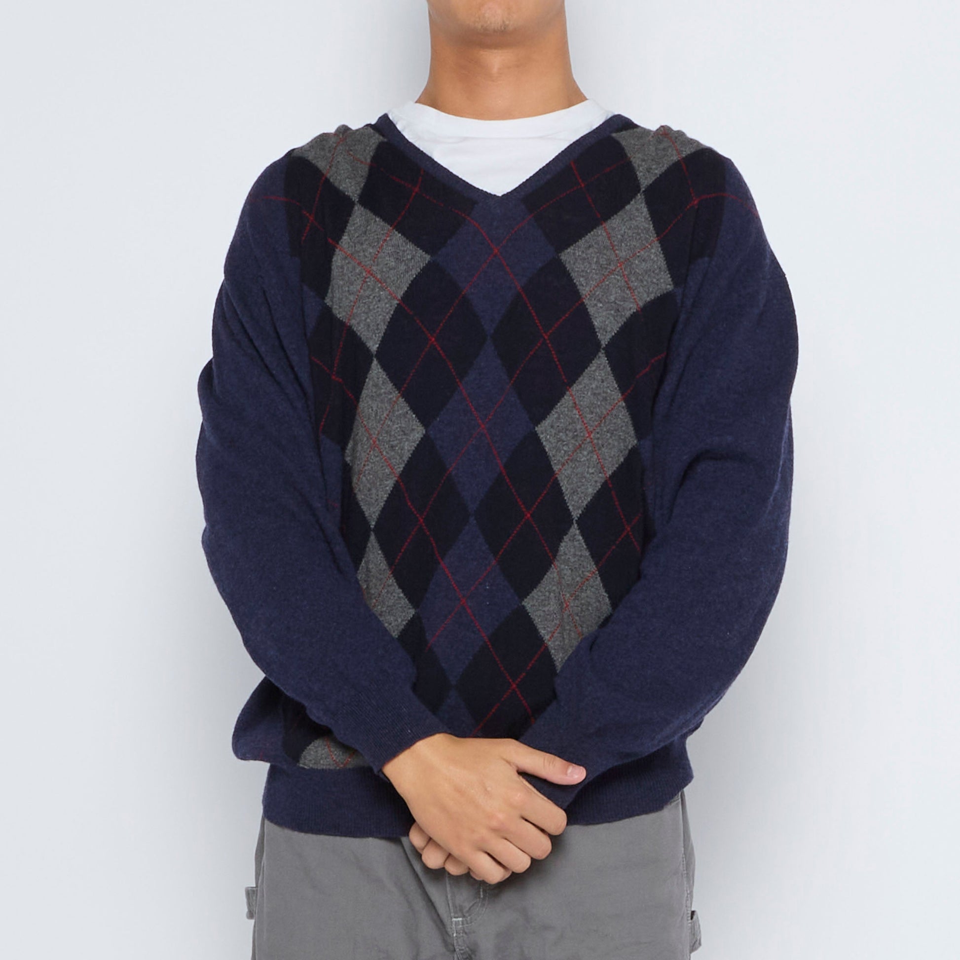 Trussardi Diamond V-Neck Sweater - L