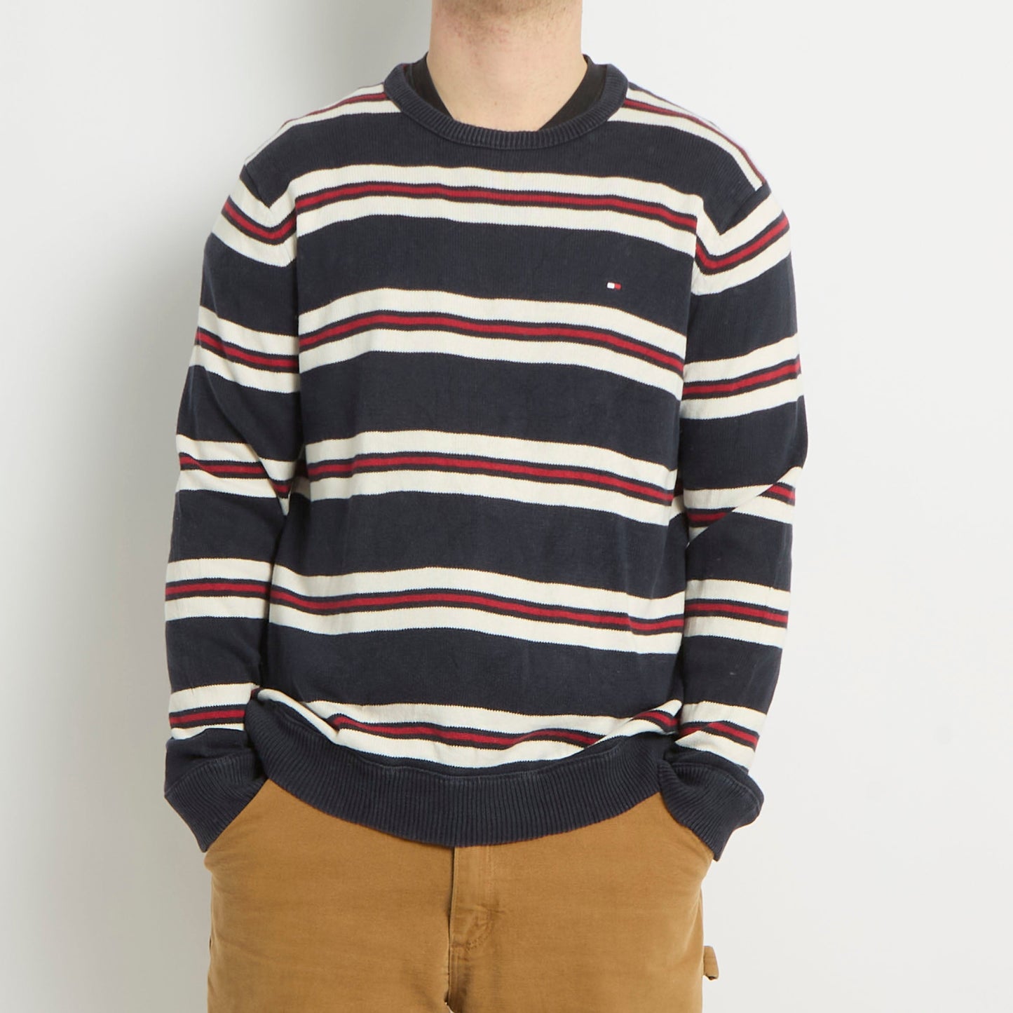 Tommy Hilfiger  Striped Crewneck Knitted Sweater - L