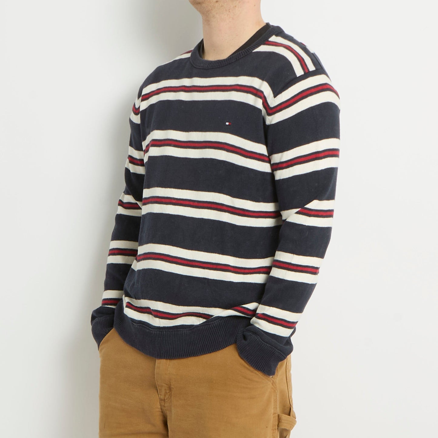 Tommy Hilfiger  Striped Crew Neck Knitted Sweater - L