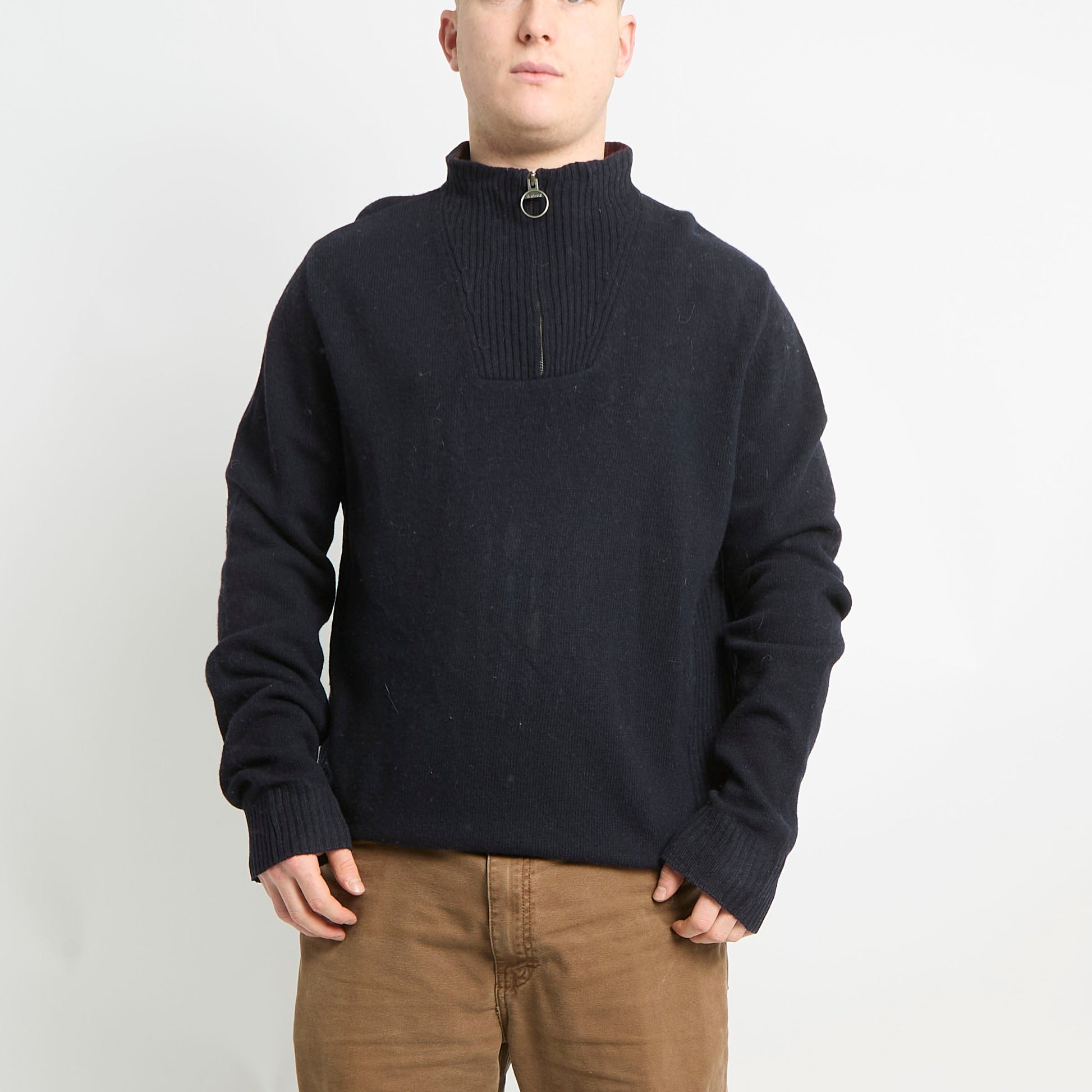 Barbour Wool Quarter Zip Jumper - L