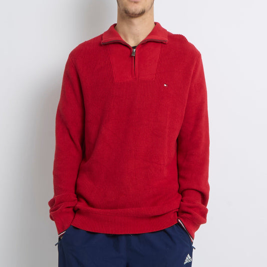 Tommy Hilfiger Logo 1/4 Zip Sweater - L