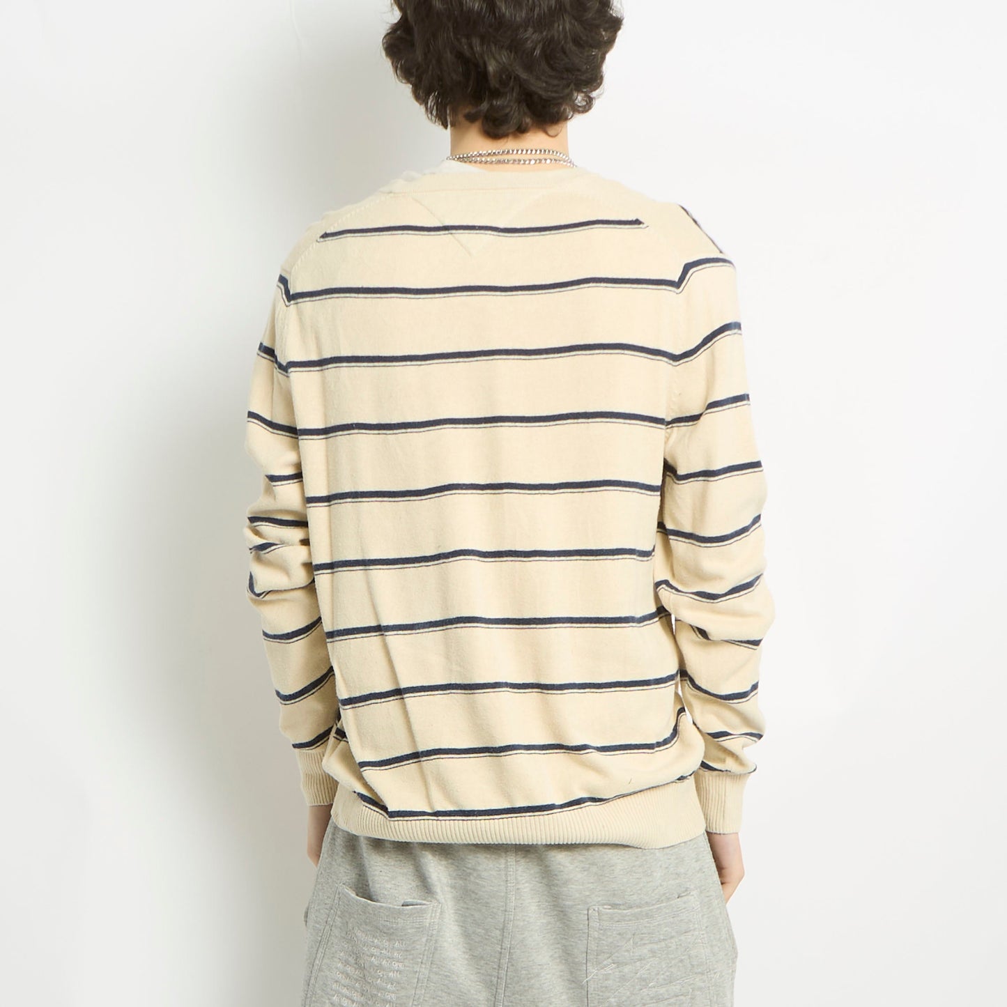 Tommy Hilfiger Striped V-Neck Sweater - M