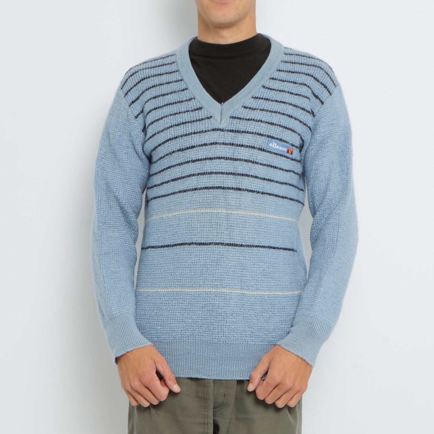 Ellesse V-Neck Heavy Knit Sweater - M