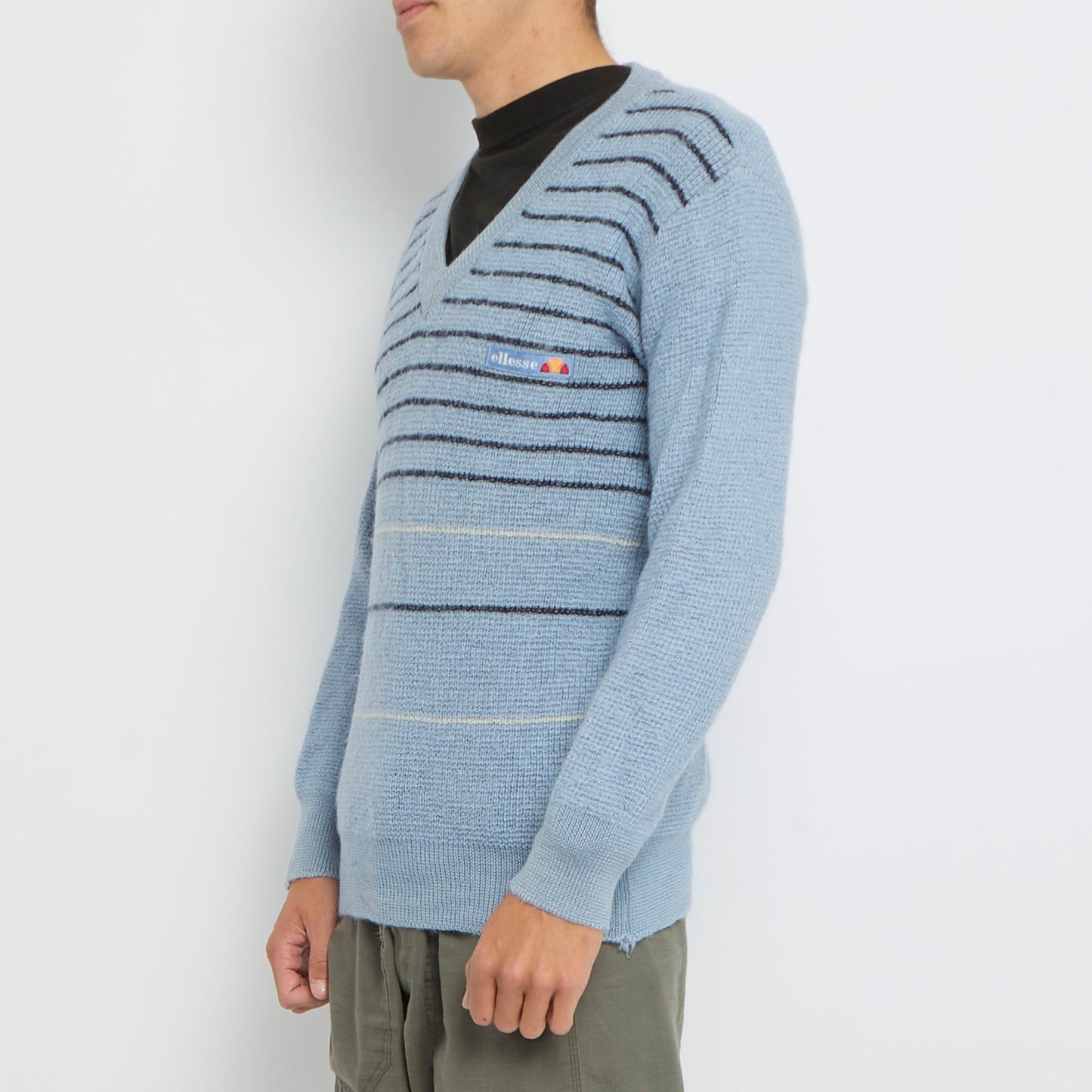 Ellesse V-Neck Heavy Knit Sweater - M