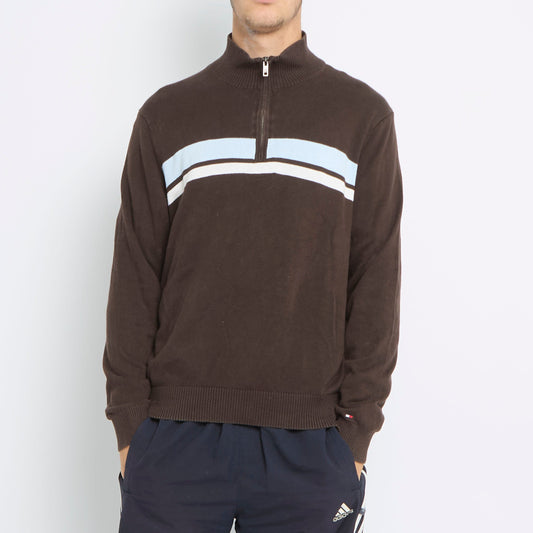 Tommy Hilfiger Striped 1/4 Zip Sweater - M