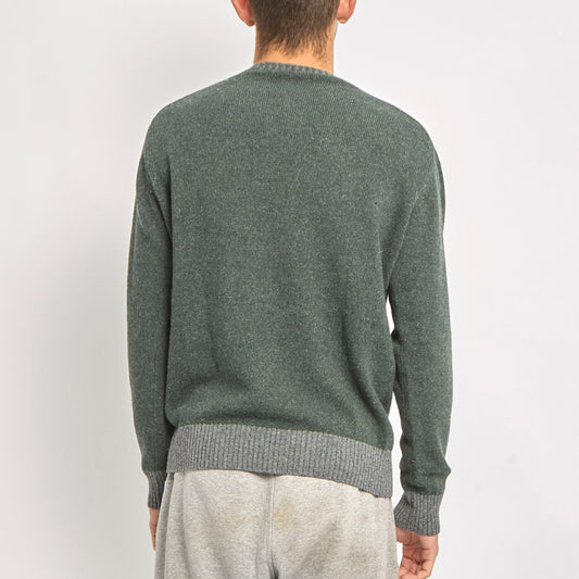 Fine Knitted Contrast Hem Sweater- M