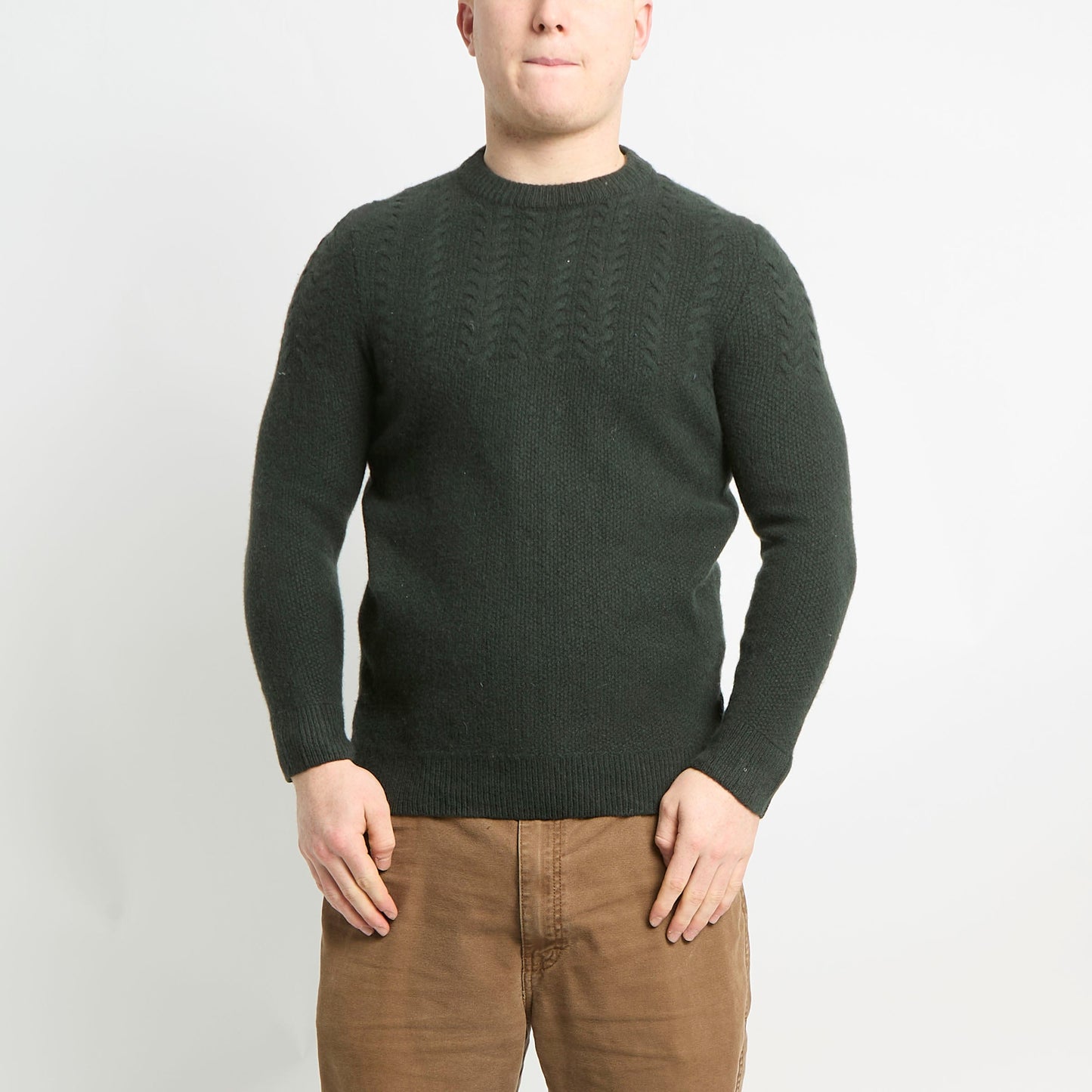 Barbour Wool Crew Neck With Cable Knit Detailing - M