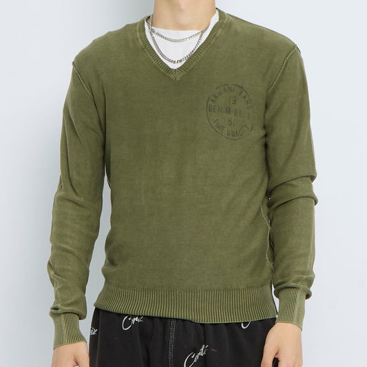 Armani V-Neck Fine Knit Sweater - M