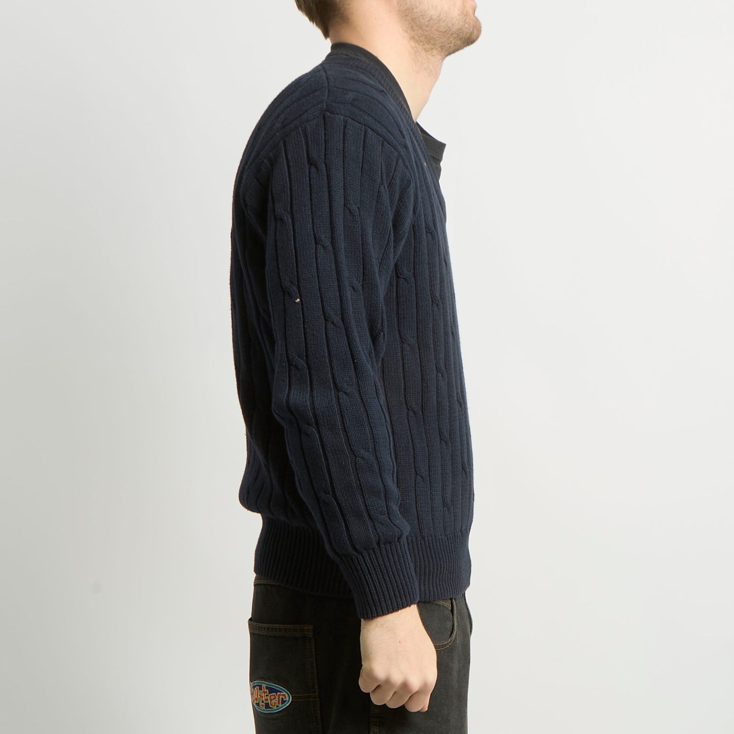 Conte V-Neck Cableknit Sweater - M