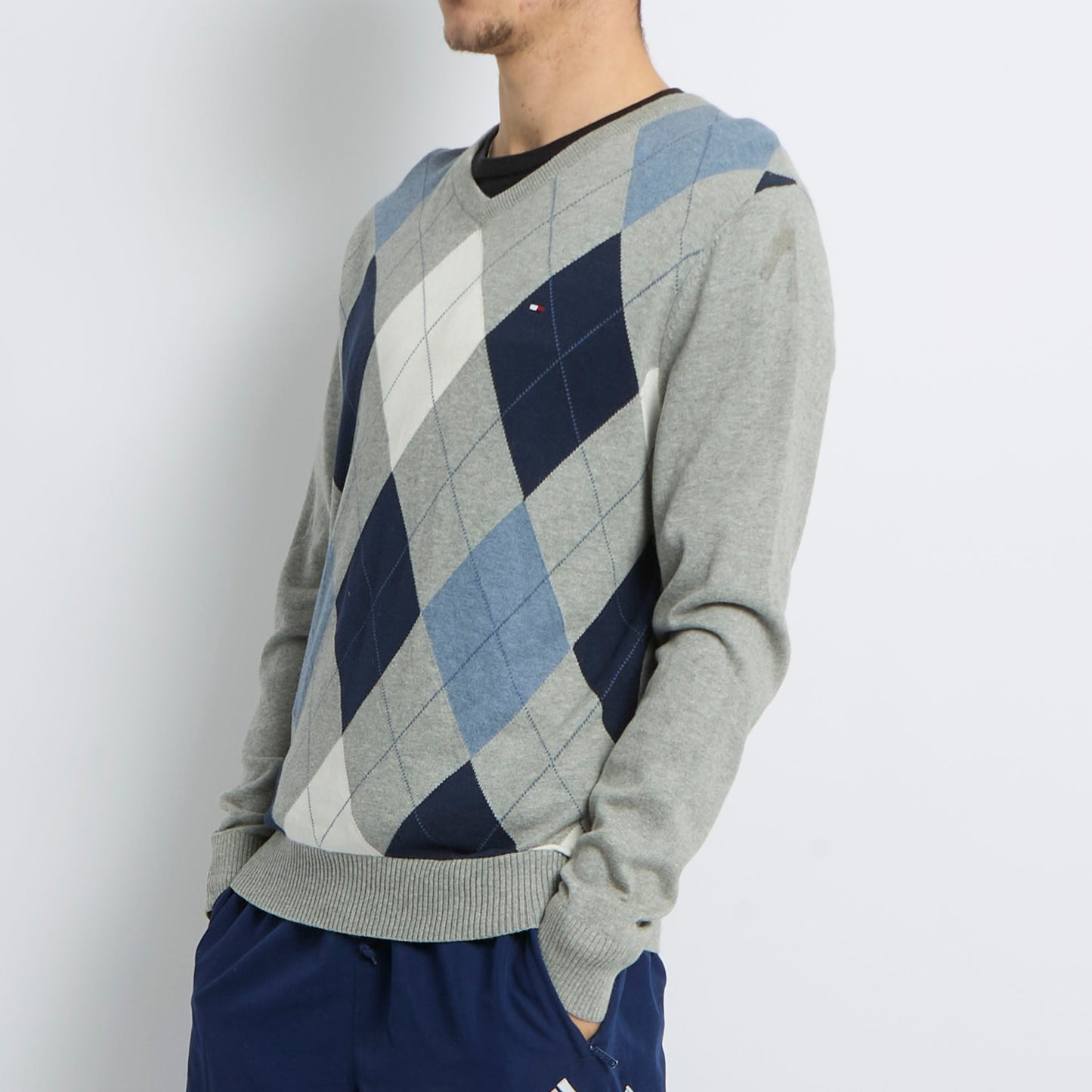 Tommy Hilfiger V-Neck Knitted Diamond Sweater - S