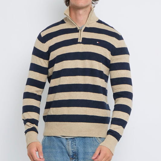 Tommy Hilfiger Striped 1/4 Zip Sweater - S