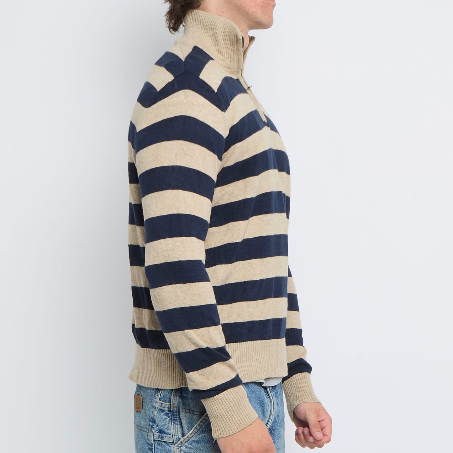 Tommy Hilfiger Striped 1/4 Zip Sweater - S