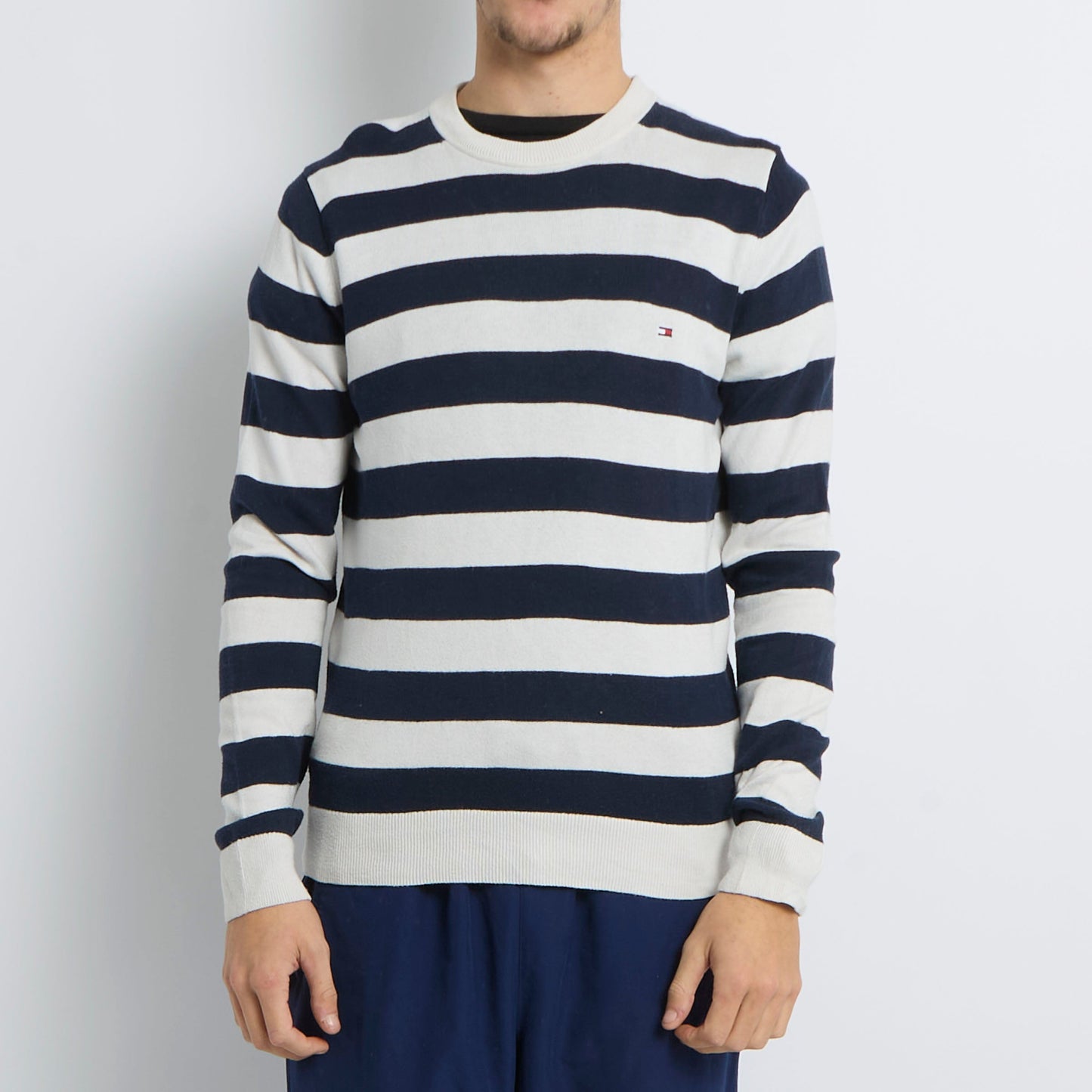 Tommy Hilfiger Logo Striped Crewneck Sweater - S