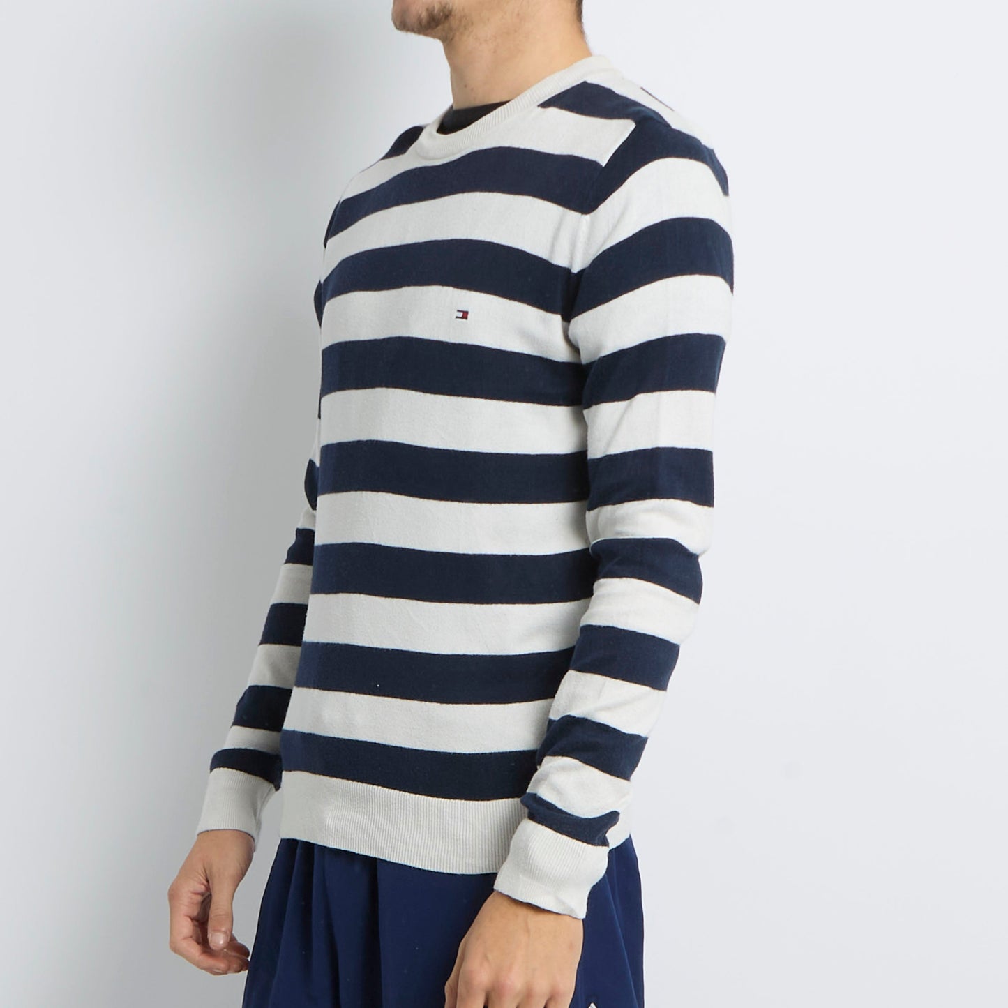 Tommy Hilfiger Logo Striped Crewneck Sweater - S