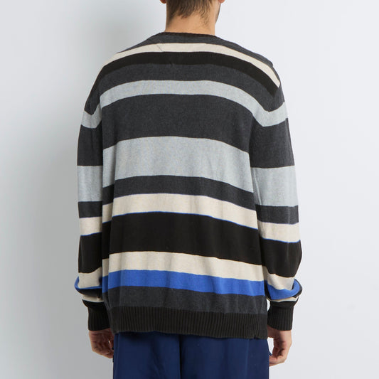 Tommy Hilfiger Logo Striped Crewneck Sweater - L