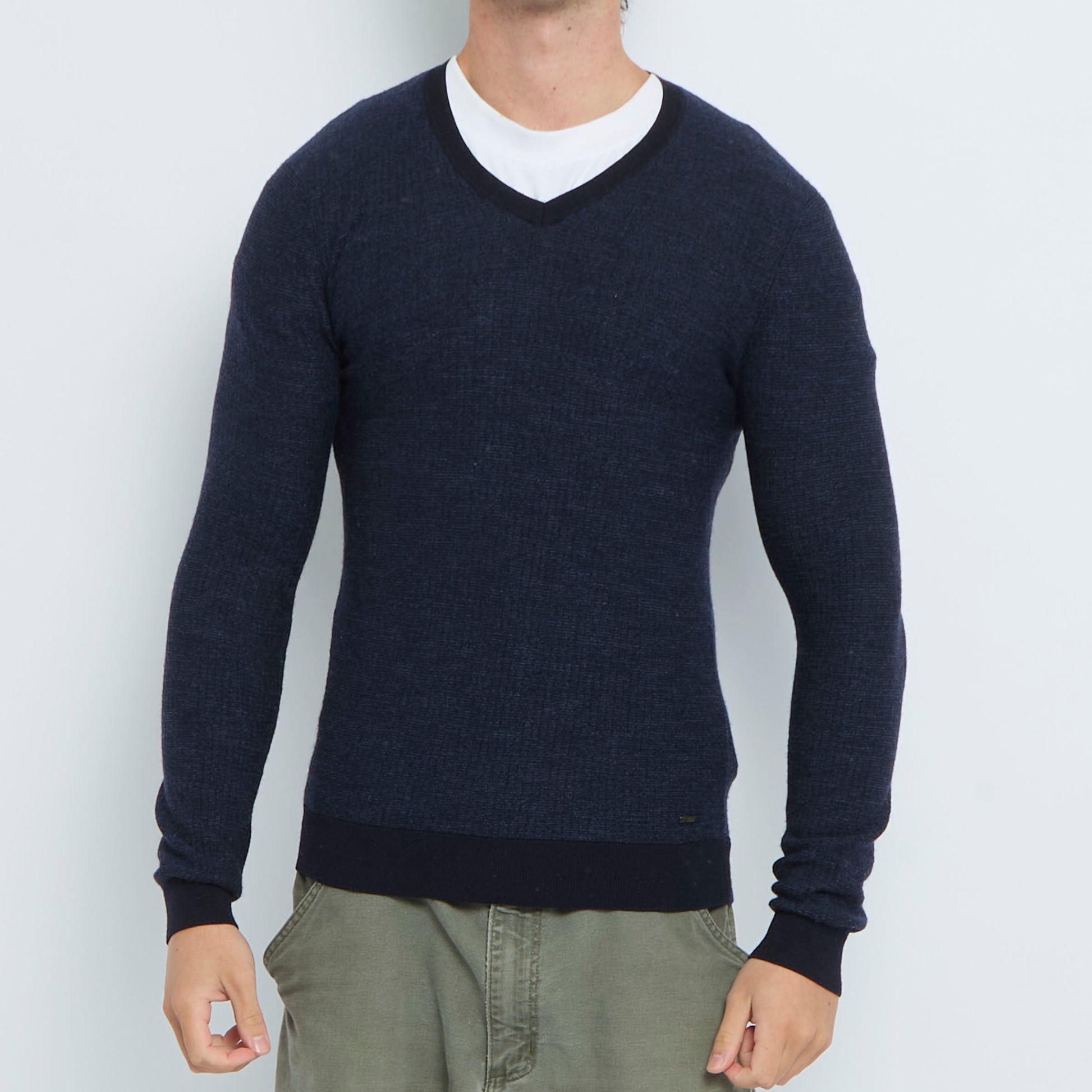 Hugo Boss V-Neck Ribbed Sweater - S