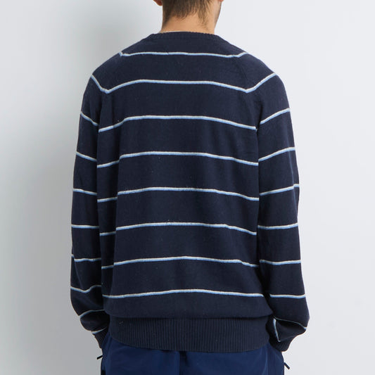 Tommy Hilfiger Logo Striped Crewneck Sweater - L