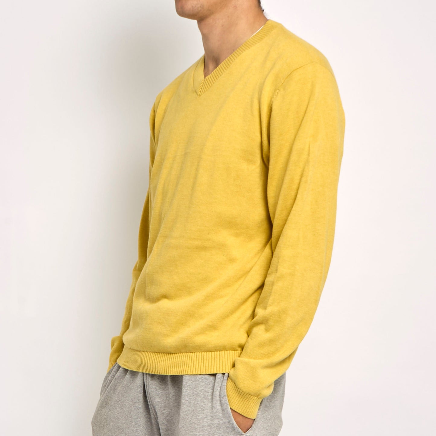 Adidas V-Neck Fine Knit Sweater - S