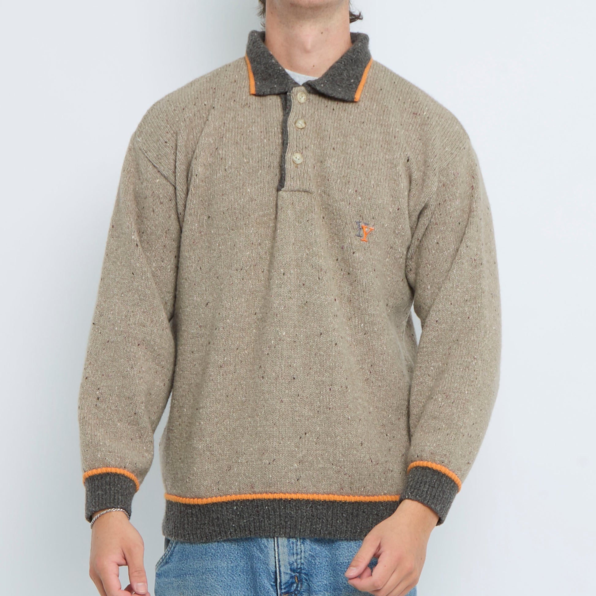 Polo Style Heavy Knit Sweater - XL