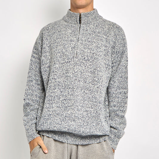 Dappled Quarter Zip Knitted Jumper- XL