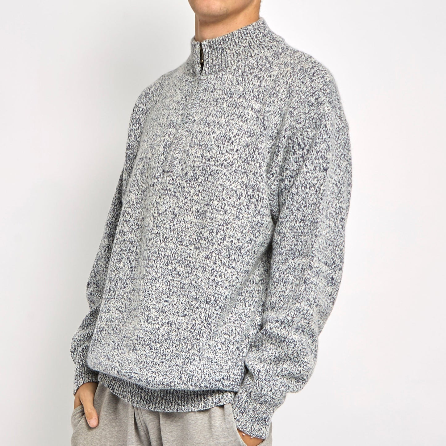 Dappled Quarter Zip Knitted Jumper - XL