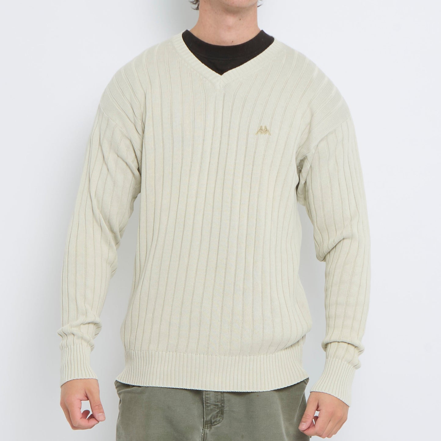 Kappa Ribbed V-Neck Sweater - XL