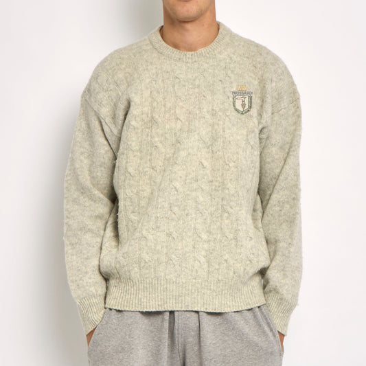 Trussardi Logo Cableknit Crewneck Sweater - XL