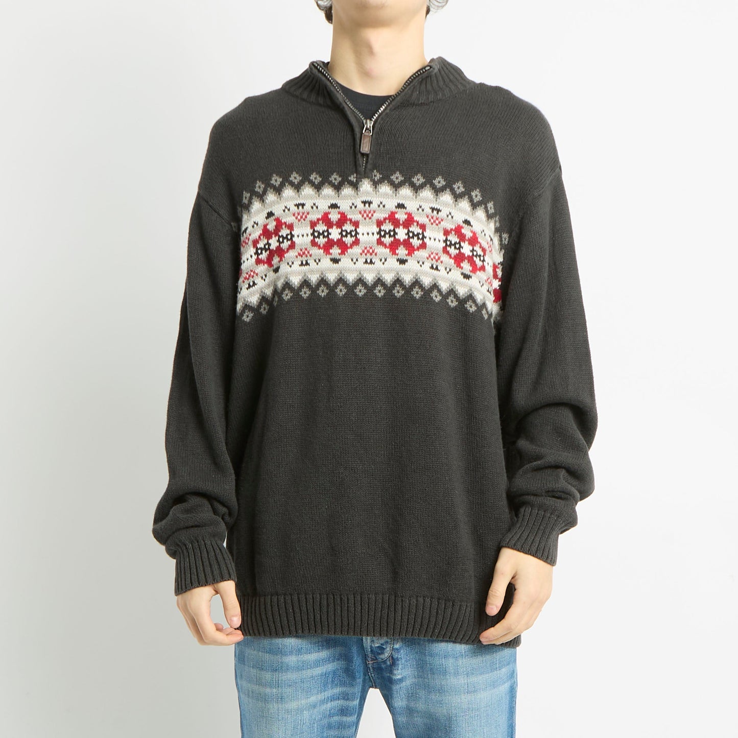 Chaps 1/4 Zip Knitted Sweater - XL