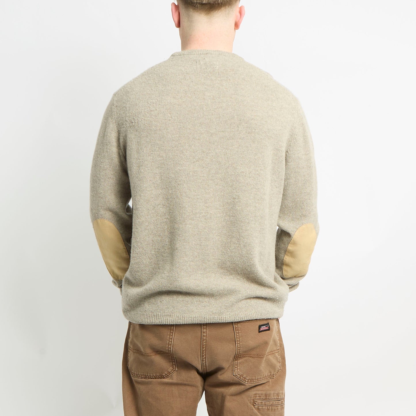 Barbour Wool Crew Neck With Elbow Patches - XL