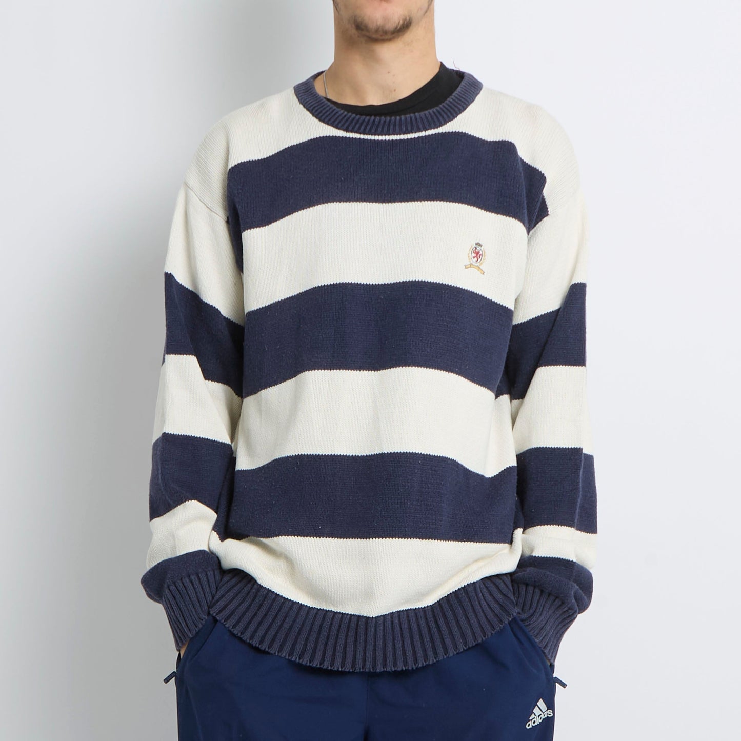 Tommy Hilfiger Logo Striped Crewneck Sweater - XL