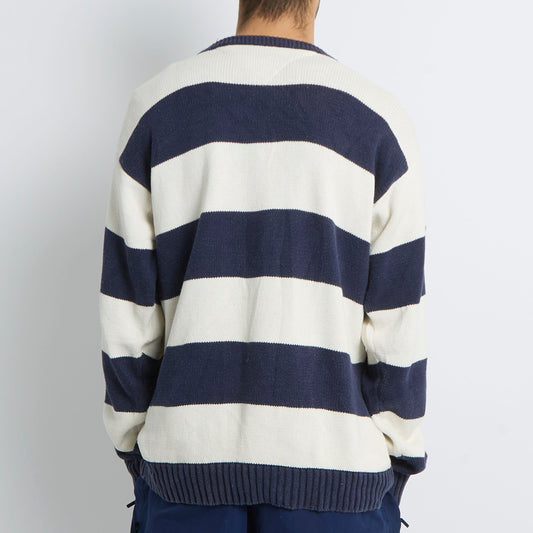 Tommy Hilfiger Logo Striped Crewneck Sweater - XL