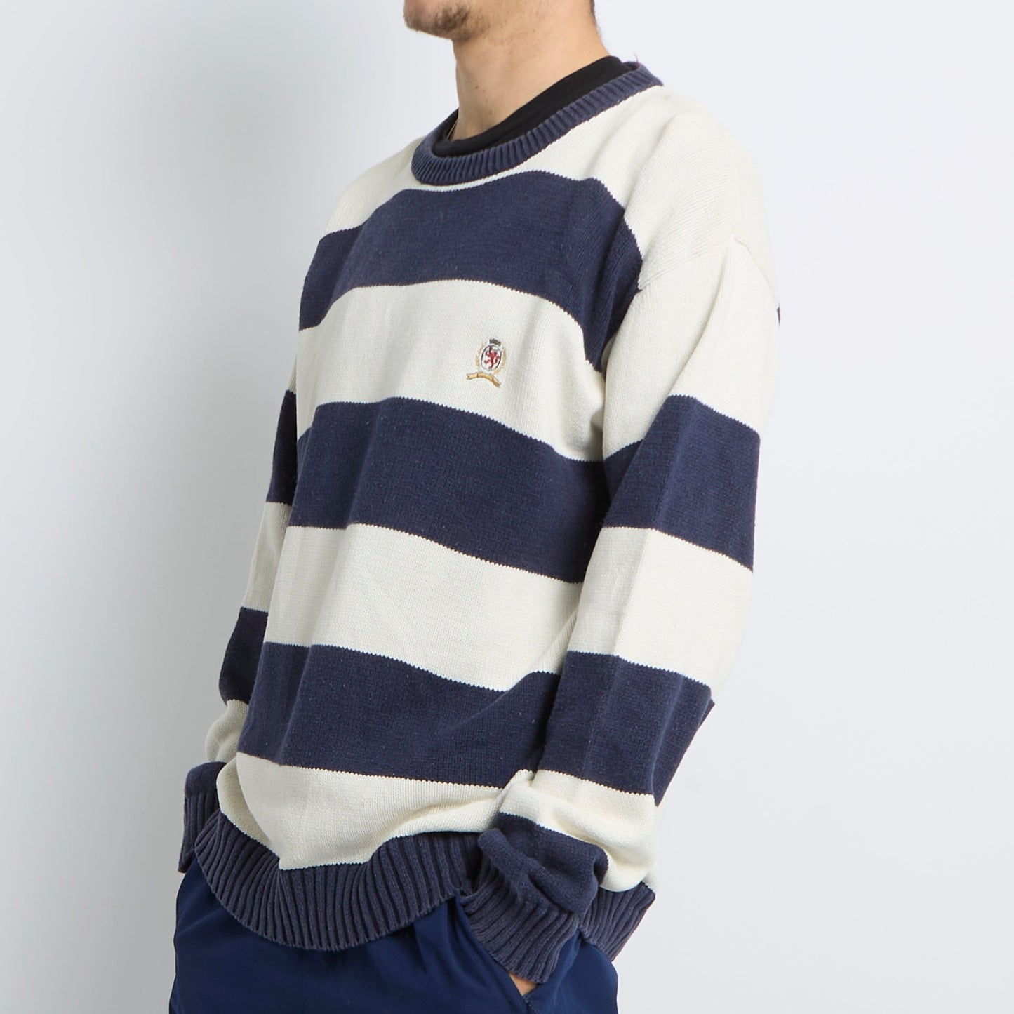 Tommy Hilfiger Logo Striped Crewneck Sweater - XL