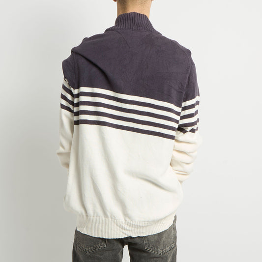 Tommy Hilfiger Full Zip Striped Knitted Sweater - XL