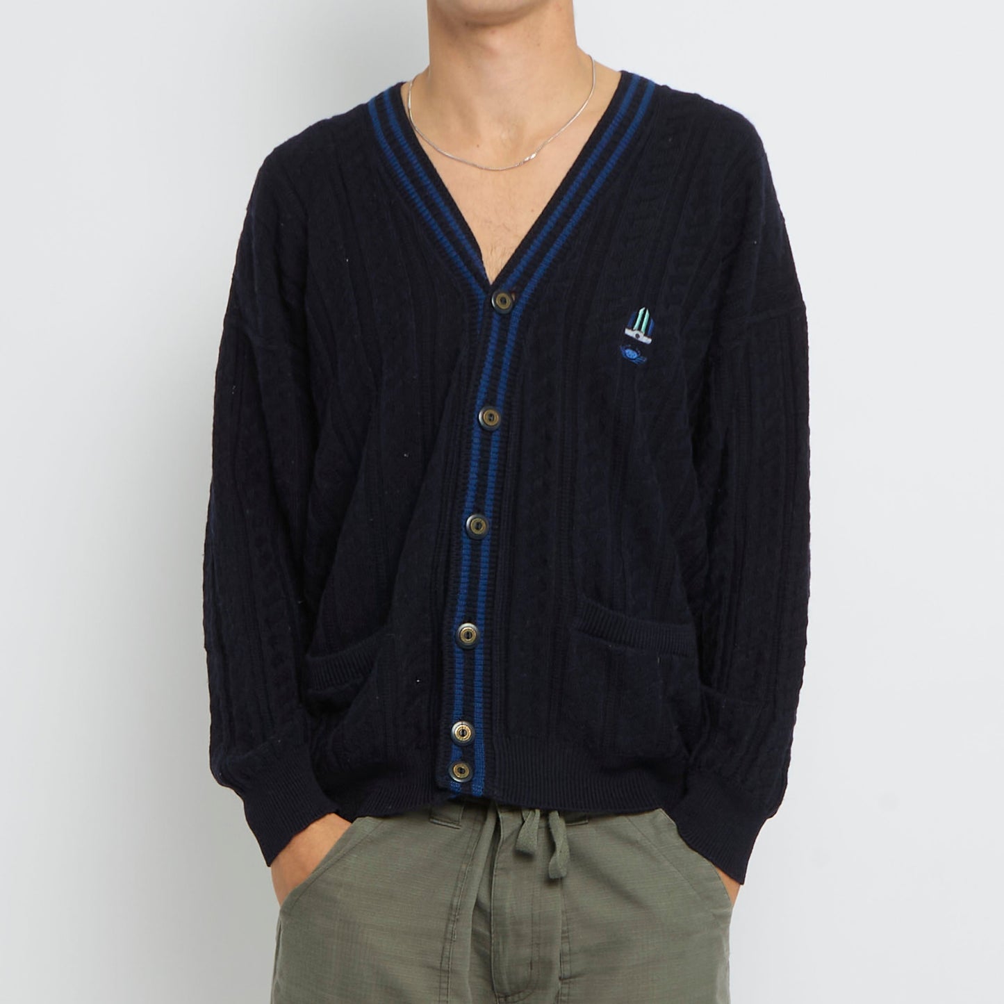 V-Neck Cableknit Cardigan - XL