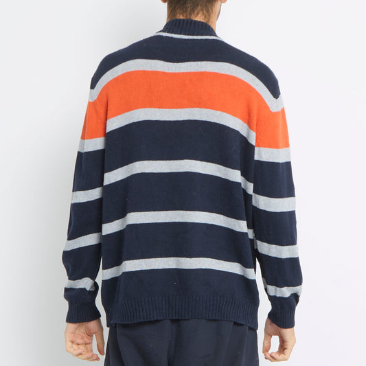 Tommy Hilfiger Striped 1/4 Zip Sweater - XL