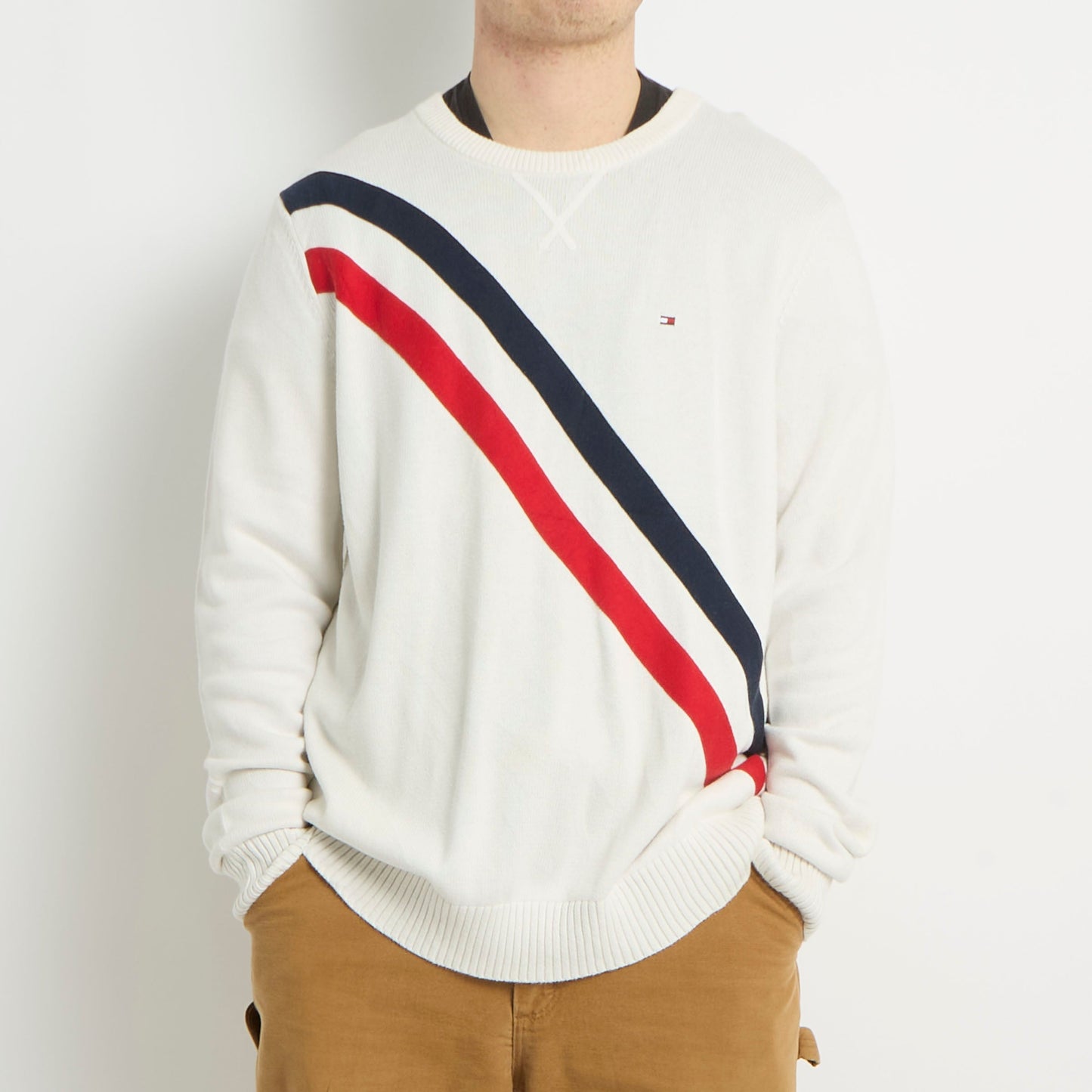 Tommy Hilfiger Striped Crewneck Knitted Sweater - XL