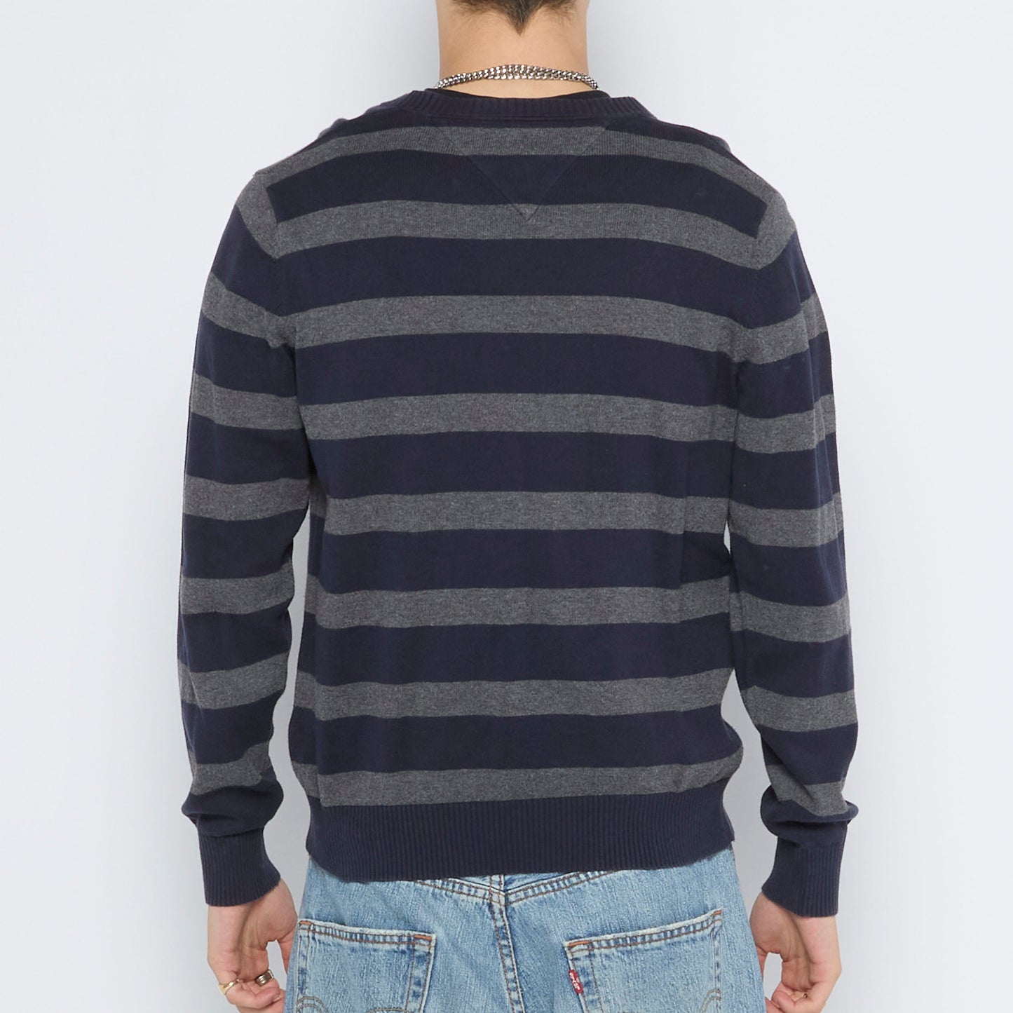 Tommy Hilfiger Striped V-Neck Sweater - XS