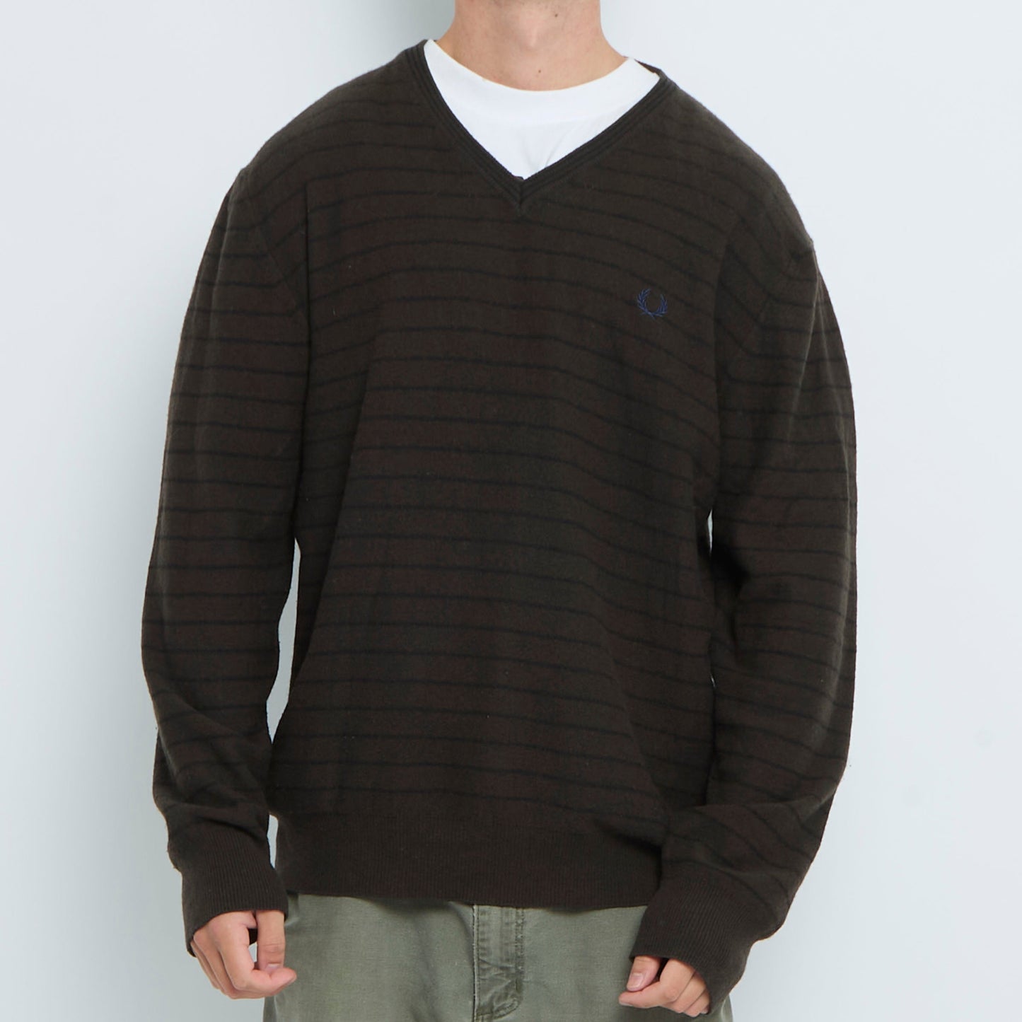 Fred Perry Striped V-Neck Sweater - XXL