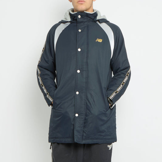 New Balence Fleece Lined Logo Hooded Padded Jacket - M