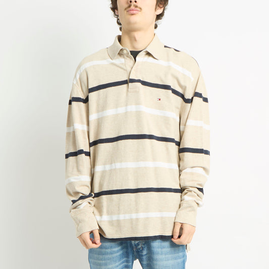 Tommy Hilfiger Long Sleeve Striped Polo Shirt - L