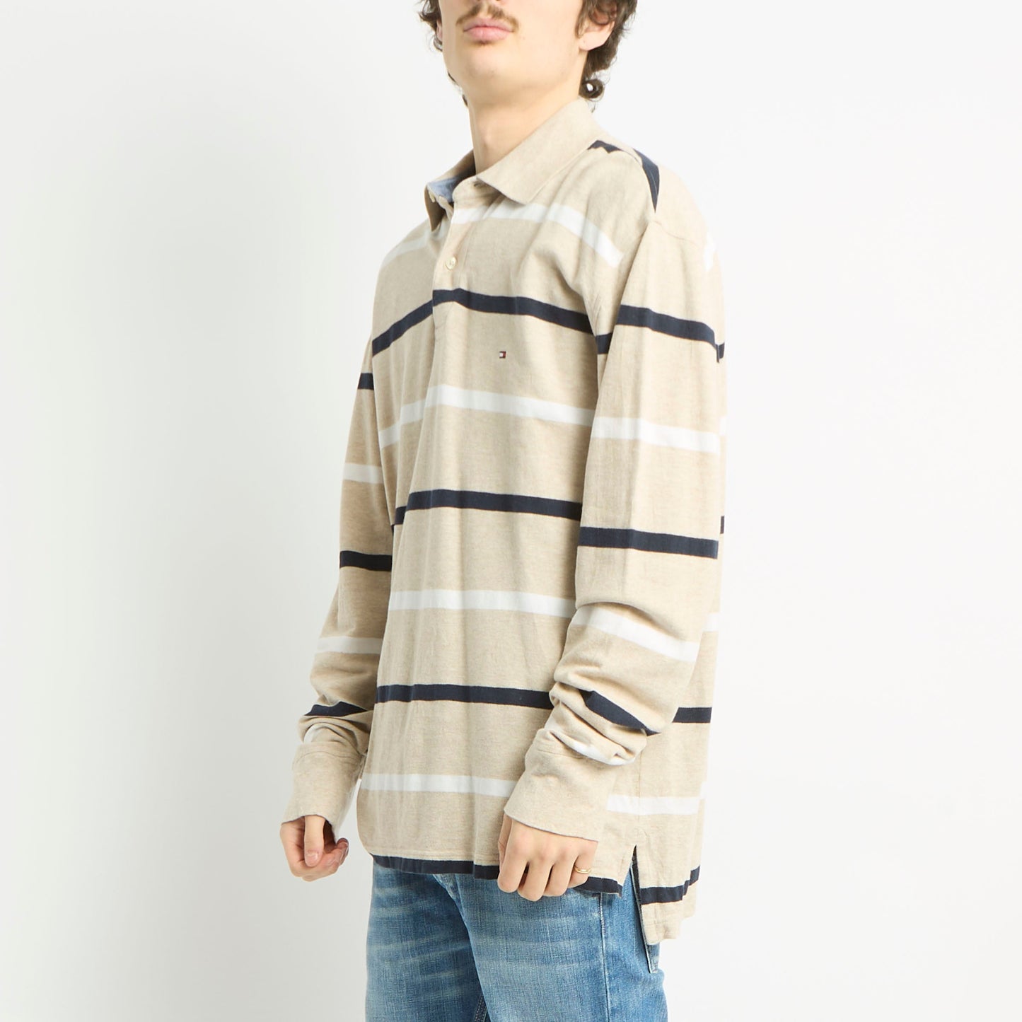 Tommy Hilfiger Longsleeve Striped Polo Shirt - L