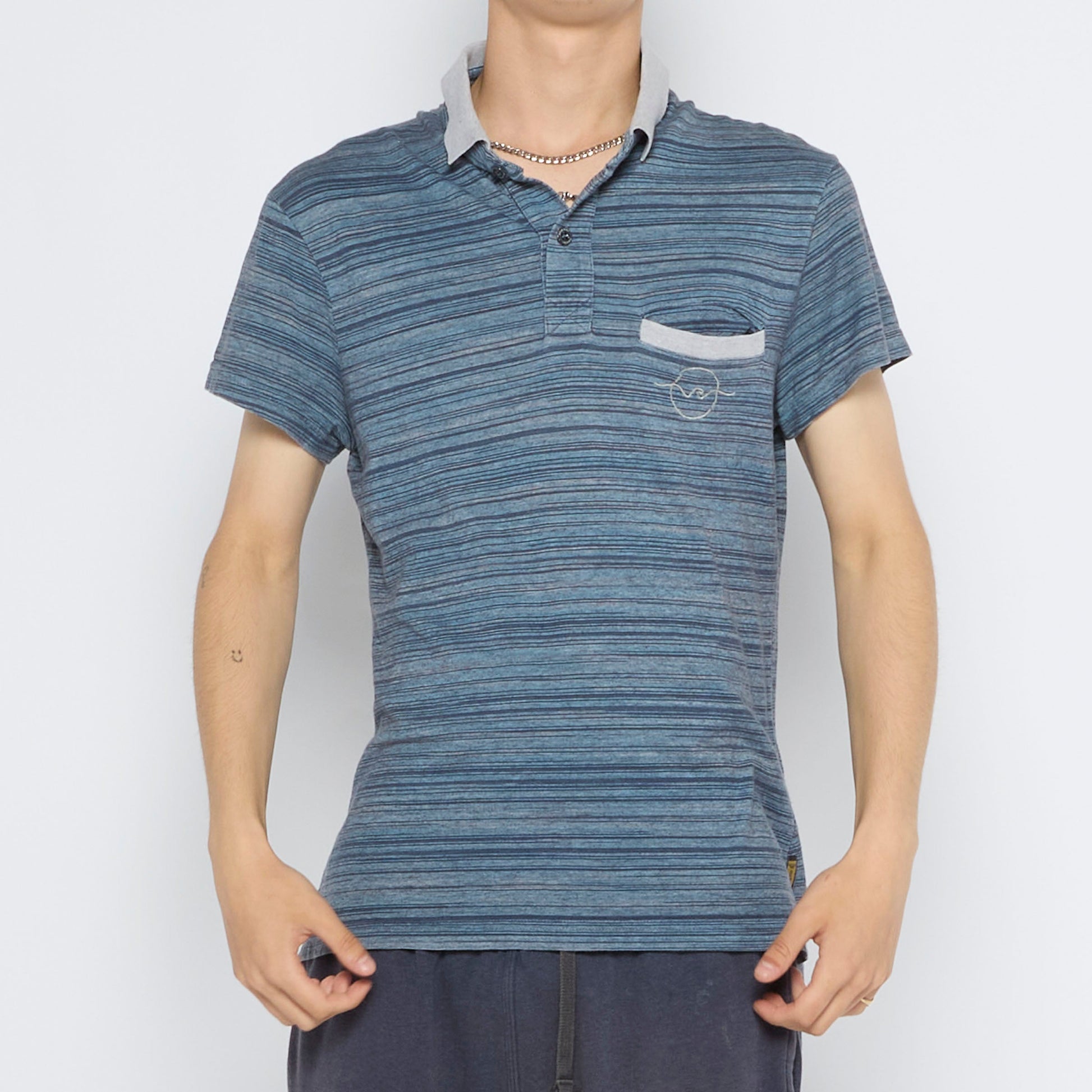 Armani Striped Polo Shirt - L