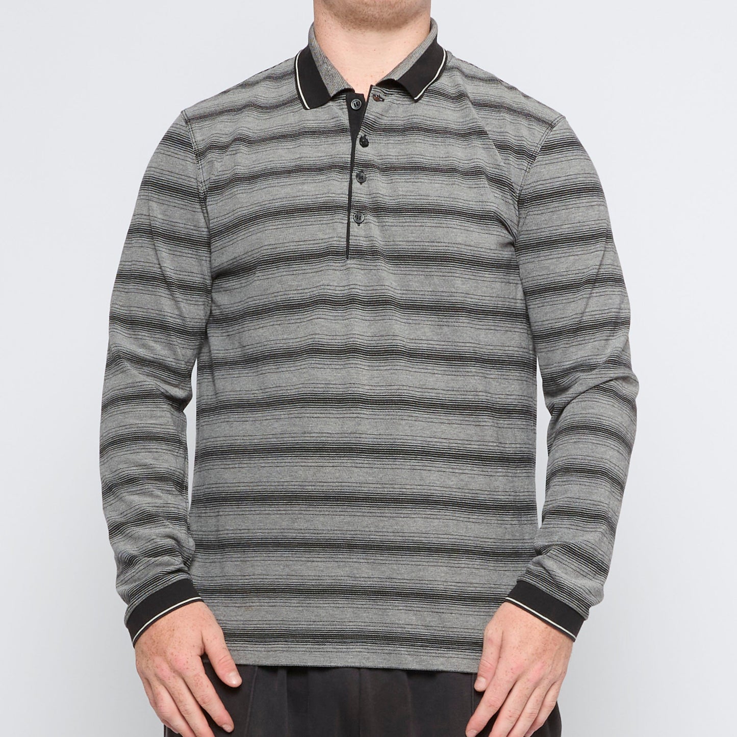 Hugo Boss Striped Longsleeve Polo - L